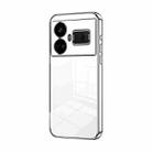 For Realme GT5 Transparent Plating Fine Hole Phone Case(Silver) - 1