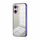 For Realme 10 Pro 5G Transparent Plating Fine Hole Phone Case(Purple) - 1