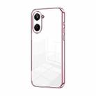For Realme 10 Pro 5G Transparent Plating Fine Hole Phone Case(Pink) - 1