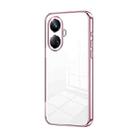 For Realme 10 Pro+ Transparent Plating Fine Hole Phone Case(Pink) - 1