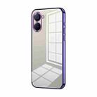 For Realme V20 Transparent Plating Fine Hole Phone Case(Purple) - 1