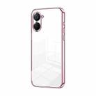 For Realme V20 Transparent Plating Fine Hole Phone Case(Pink) - 1