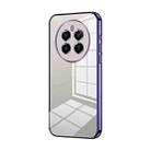 For Realme 12+ Transparent Plating Fine Hole Phone Case(Purple) - 1