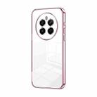 For Realme 12+ Transparent Plating Fine Hole Phone Case(Pink) - 1