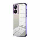 For Realme V30t Transparent Plating Fine Hole Phone Case(Purple) - 1