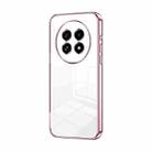 For Realme 13 Pro+ Transparent Plating Fine Hole Phone Case(Pink) - 1