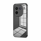 For vivo iQOO 12 Pro Transparent Plating Fine Hole Phone Case(Black) - 1