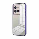 For vivo iQOO 10 Pro Transparent Plating Fine Hole Phone Case(Purple) - 1