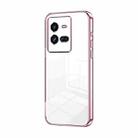 For vivo iQOO 10 Pro Transparent Plating Fine Hole Phone Case(Pink) - 1