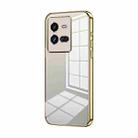 For vivo iQOO 10 Pro Transparent Plating Fine Hole Phone Case(Gold) - 1