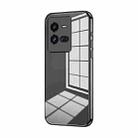 For vivo iQOO 10 Pro Transparent Plating Fine Hole Phone Case(Black) - 1