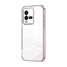 For vivo iQOO 10 Transparent Plating Fine Hole Phone Case(Pink) - 1