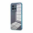 For vivo iQOO 10 Transparent Plating Fine Hole Phone Case(Blue) - 1