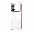 For vivo iQOO 9 Pro Transparent Plating Fine Hole Phone Case(Pink) - 1