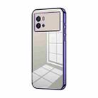 For vivo iQOO 9 Transparent Plating Fine Hole Phone Case(Purple) - 1