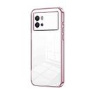 For vivo iQOO 9 Transparent Plating Fine Hole Phone Case(Pink) - 1