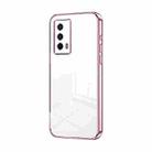 For vivo iQOO Z5 Transparent Plating Fine Hole Phone Case(Pink) - 1