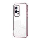 For vivo iQOO 8 Pro Transparent Plating Fine Hole Phone Case(Pink) - 1