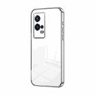 For vivo iQOO 8 Pro Transparent Plating Fine Hole Phone Case(Silver) - 1