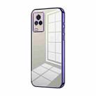 For vivo iQOO 7 Transparent Plating Fine Hole Phone Case(Purple) - 1