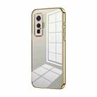 For vivo iQOO 5 Pro Transparent Plating Fine Hole Phone Case(Gold) - 1