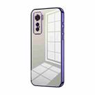 For vivo iQOO 5 Transparent Plating Fine Hole Phone Case(Purple) - 1