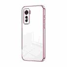 For vivo iQOO 5 Transparent Plating Fine Hole Phone Case(Pink) - 1