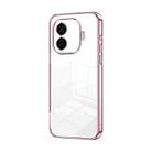 For vivo iQOO Z9 Turbo Transparent Plating Fine Hole Phone Case(Pink) - 1
