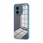 For vivo iQOO Z9 Turbo Transparent Plating Fine Hole Phone Case(Blue) - 1