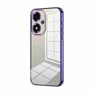 For OPPO A2m Transparent Plating Fine Hole Phone Case(Purple) - 1