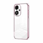 For OPPO A2m Transparent Plating Fine Hole Phone Case(Pink) - 1