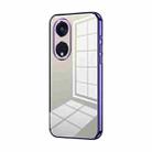 For OPPO Reno8 T 5G Transparent Plating Fine Hole Phone Case(Purple) - 1