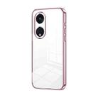 For OPPO Reno8 T 5G Transparent Plating Fine Hole Phone Case(Pink) - 1