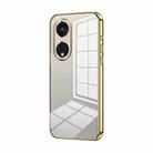 For OPPO Reno8 T 5G Transparent Plating Fine Hole Phone Case(Gold) - 1