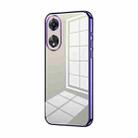 For OPPO A58 5G / A58x 5G Transparent Plating Fine Hole Phone Case(Purple) - 1