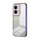 For OPPO Reno9 / Reno9 Pro Transparent Plating Fine Hole Phone Case(Purple) - 1