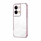 For OPPO Reno9 / Reno9 Pro Transparent Plating Fine Hole Phone Case(Pink) - 1