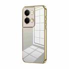 For OPPO Reno9 / Reno9 Pro Transparent Plating Fine Hole Phone Case(Gold) - 1