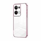 For OPPO Reno9 Pro+ Transparent Plating Fine Hole Phone Case(Pink) - 1