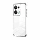 For OPPO Reno9 Pro+ Transparent Plating Fine Hole Phone Case(Silver) - 1