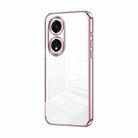 For OPPO A1 Pro Transparent Plating Fine Hole Phone Case(Pink) - 1