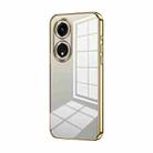 For OPPO A1 Pro Transparent Plating Fine Hole Phone Case(Gold) - 1