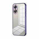 For OPPO A17 / A17K Transparent Plating Fine Hole Phone Case(Purple) - 1