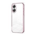 For OPPO A17 / A17K Transparent Plating Fine Hole Phone Case(Pink) - 1