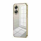 For OPPO A17 / A17K Transparent Plating Fine Hole Phone Case(Gold) - 1