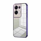 For OPPO Reno8 Pro+ Transparent Plating Fine Hole Phone Case(Purple) - 1