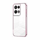 For OPPO Reno8 Pro Transparent Plating Fine Hole Phone Case(Pink) - 1