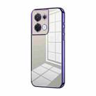 For OPPO Reno8 Transparent Plating Fine Hole Phone Case(Purple) - 1