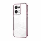 For OPPO Reno8 Transparent Plating Fine Hole Phone Case(Pink) - 1