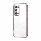 For OPPO Reno6 Pro+ Transparent Plating Fine Hole Phone Case(Pink) - 1